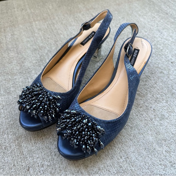 Alex Marie Shoes - Alex Marie Elegant Navy Embellished Heels